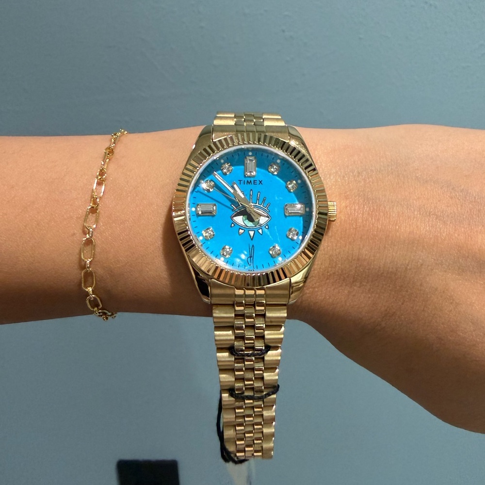 BNIB Limited Edition Jacquie Aiche TIMEX X JA LEGACY INTUITION WATCH TURQUOISE